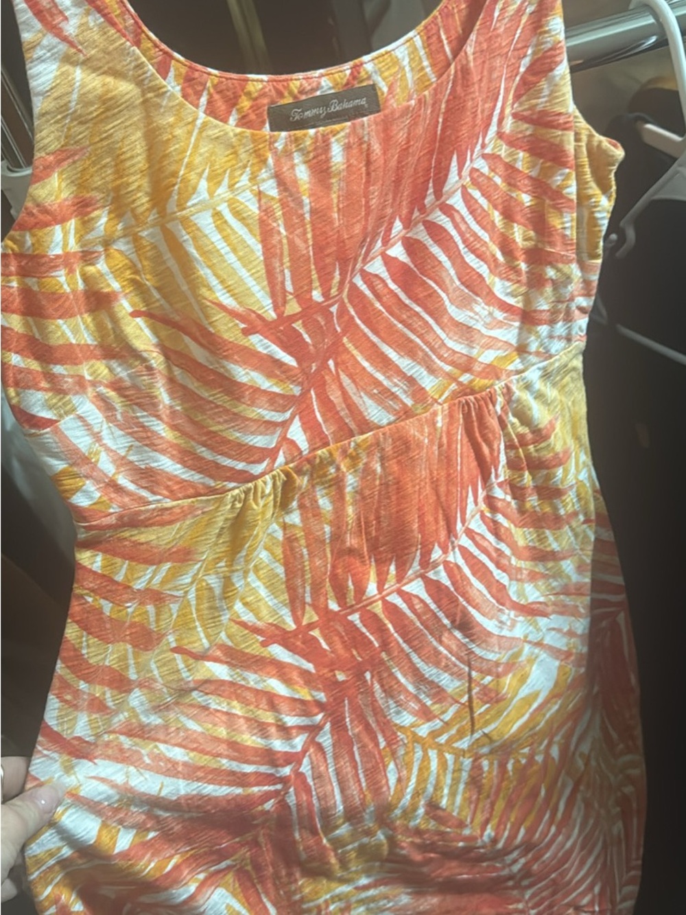 Tommy Bahama Orange & Yellow Tropical Palm Leaf Sundress